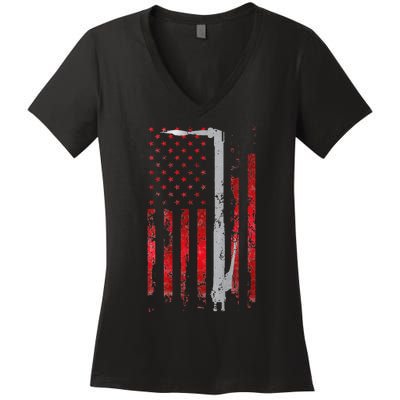 Welding Vintage Patriotic USA American Flag Welder gift Women's V-Neck T-Shirt