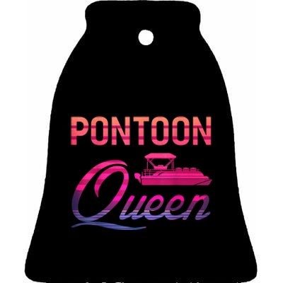 Womens Vintage Pontoon Queen Funny Boating T Ceramic Bell Ornament