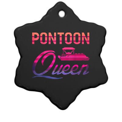 Womens Vintage Pontoon Queen Funny Boating T Ceramic Star Ornament