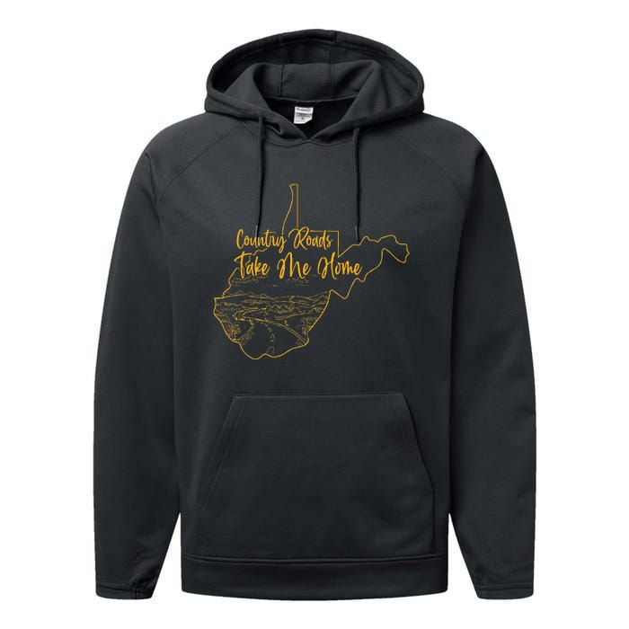 West Virginia Pride Wv Home Country Roads Footprint Performance Fleece Hoodie