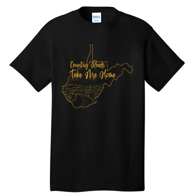 West Virginia Pride Wv Home Country Roads Footprint Tall T-Shirt