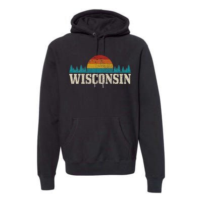 Wisconsin Vintage Pride Nature Outdoor Hiking Camping Premium Hoodie