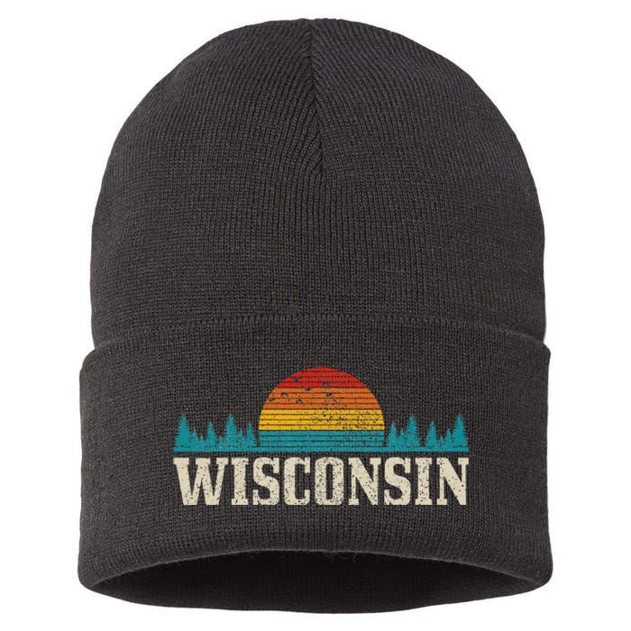 Wisconsin Vintage Pride Nature Outdoor Hiking Camping Sustainable Knit Beanie