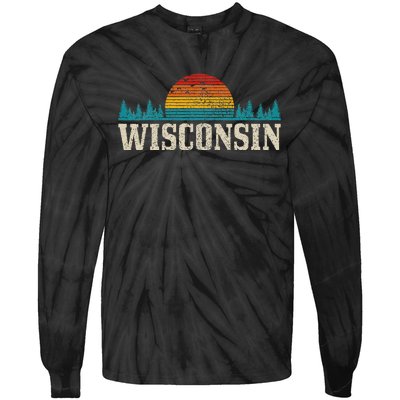 Wisconsin Vintage Pride Nature Outdoor Hiking Camping Tie-Dye Long Sleeve Shirt