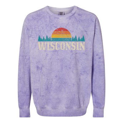 Wisconsin Vintage Pride Nature Outdoor Hiking Camping Colorblast Crewneck Sweatshirt