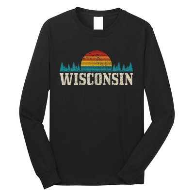 Wisconsin Vintage Pride Nature Outdoor Hiking Camping Long Sleeve Shirt