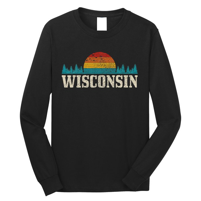 Wisconsin Vintage Pride Nature Outdoor Hiking Camping Long Sleeve Shirt