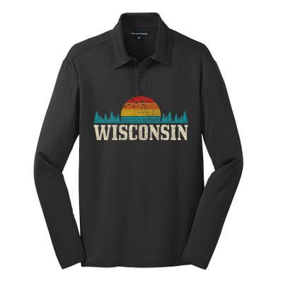 Wisconsin Vintage Pride Nature Outdoor Hiking Camping Silk Touch Performance Long Sleeve Polo