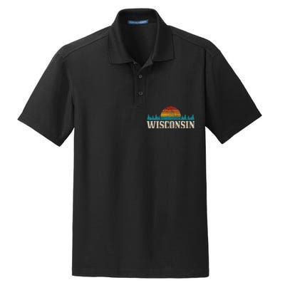 Wisconsin Vintage Pride Nature Outdoor Hiking Camping Dry Zone Grid Polo