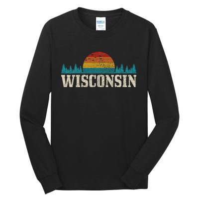 Wisconsin Vintage Pride Nature Outdoor Hiking Camping Tall Long Sleeve T-Shirt