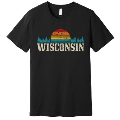 Wisconsin Vintage Pride Nature Outdoor Hiking Camping Premium T-Shirt