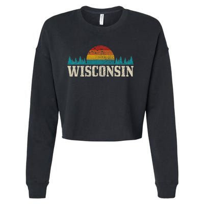 Wisconsin Vintage Pride Nature Outdoor Hiking Camping Cropped Pullover Crew