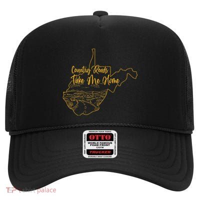 West Virginia Pride Wv Home Country Roads Footprint High Crown Mesh Back Trucker Hat