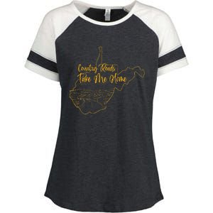 West Virginia Pride Wv Home Country Roads Footprint Enza Ladies Jersey Colorblock Tee