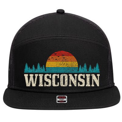 Wisconsin Vintage Pride Nature Outdoor Hiking Camping 7 Panel Mesh Trucker Snapback Hat