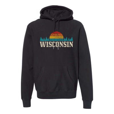 Wisconsin Vintage Pride Nature Outdoor Hiking Camping Premium Hoodie