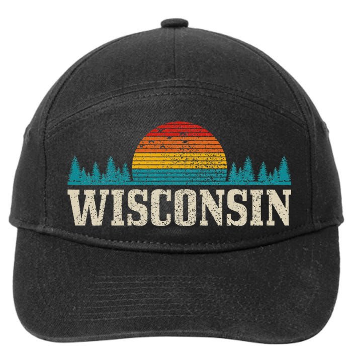 Wisconsin Vintage Pride Nature Outdoor Hiking Camping 7-Panel Snapback Hat