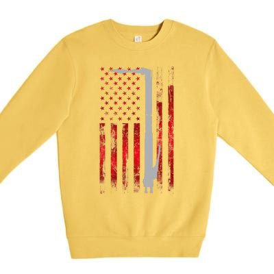 Welding Vintage Patriotic USA American Flag Welder Gift Premium Crewneck Sweatshirt