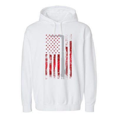 Welding Vintage Patriotic USA American Flag Welder Gift Garment-Dyed Fleece Hoodie