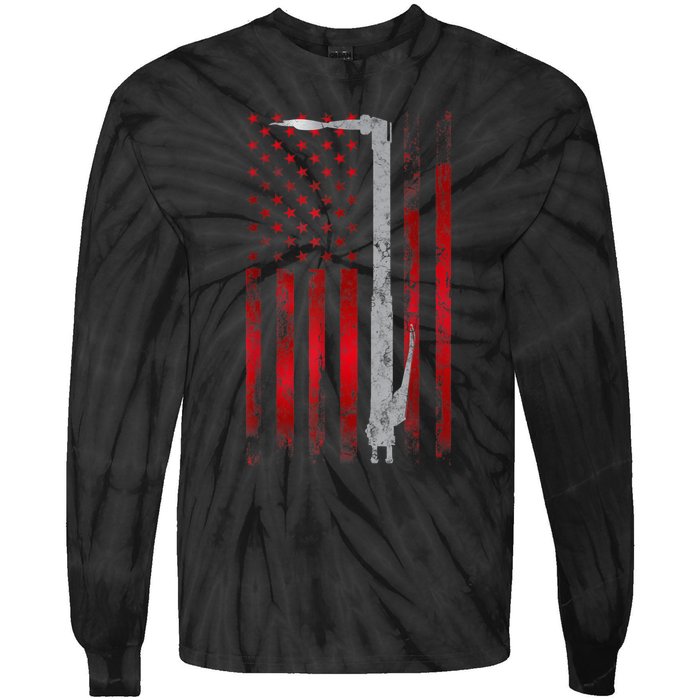 Welding Vintage Patriotic USA American Flag Welder Gift Tie-Dye Long Sleeve Shirt