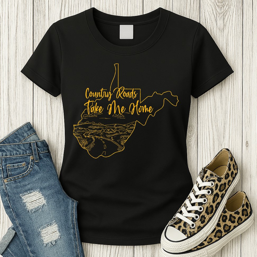 West Virginia Pride Wv Home Country Roads Footprint Womens T-Shirt