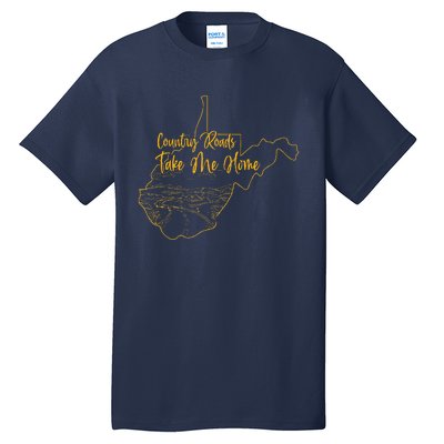 West Virginia Pride Wv Home Country Roads Footprint Tall T-Shirt