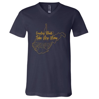 West Virginia Pride Wv Home Country Roads Footprint V-Neck T-Shirt