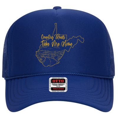 West Virginia Pride Wv Home Country Roads Footprint High Crown Mesh Back Trucker Hat