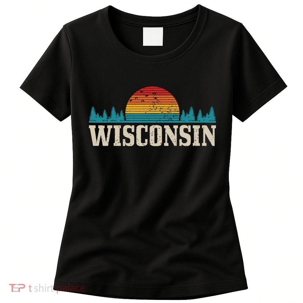 Wisconsin Vintage Pride Nature Outdoor Hiking Camping Womens T-Shirt