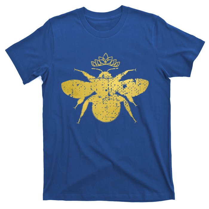 Womens Vintage Queen Bee Funny, Cute Bumblebee With Crown T-Shirt