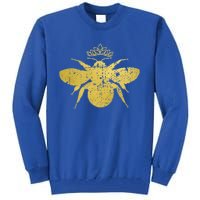 Womens Vintage Queen Bee Funny, Cute Bumblebee With Crown Tall Sweatshirt