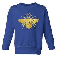 Womens Vintage Queen Bee Funny, Cute Bumblebee With Crown Toddler Sweatshirt