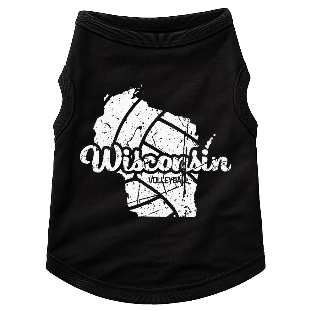 Wisconsin Volleyball Retro Script Vintage Distressed Doggie Tank