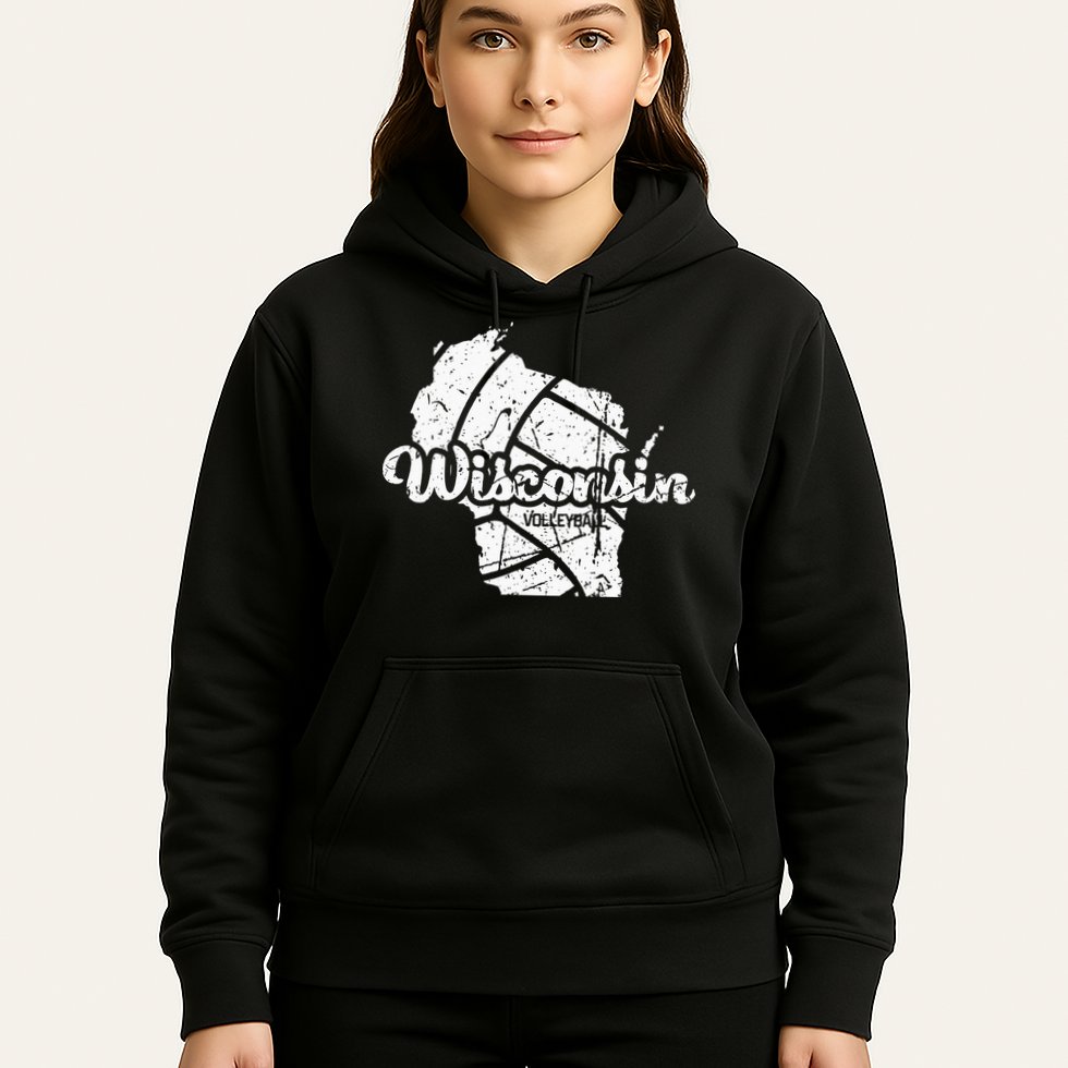 Wisconsin Volleyball Retro Script Vintage Distressed Hoodie
