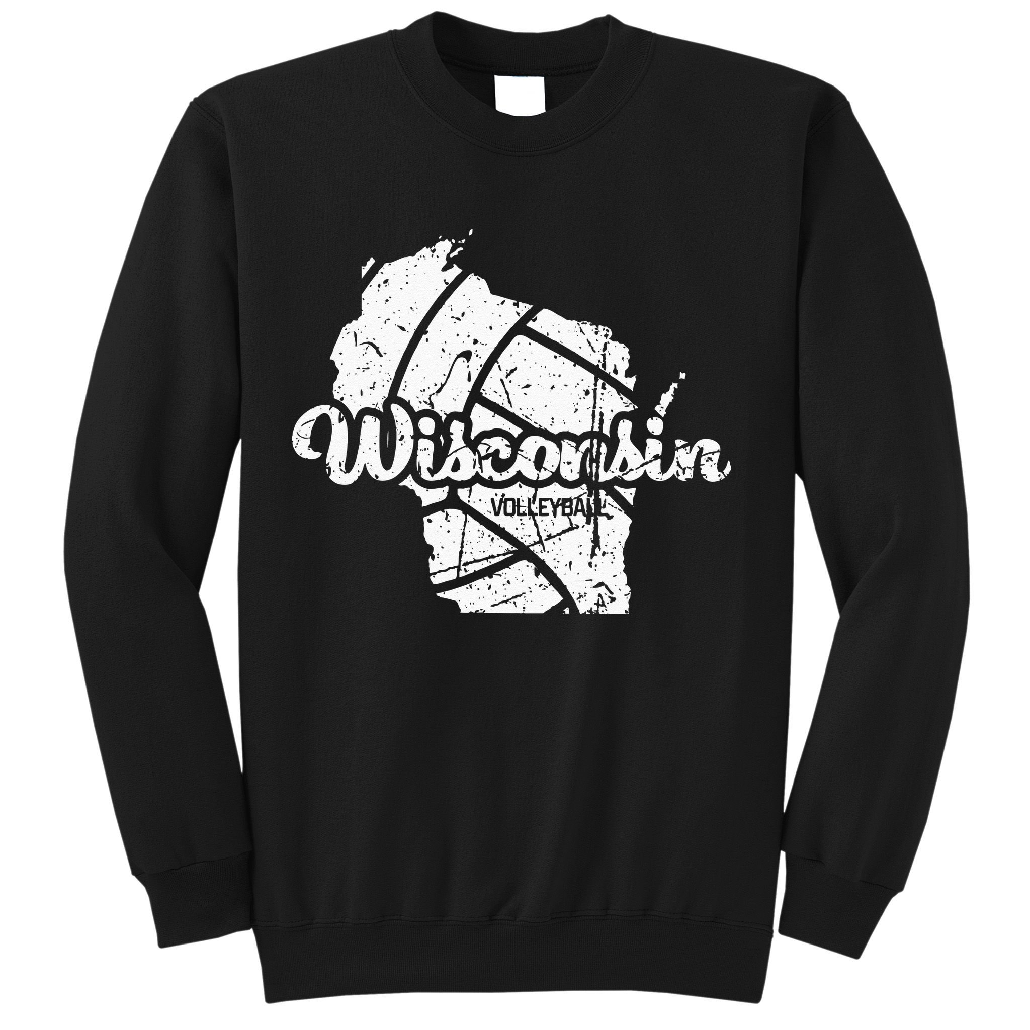 Wisconsin Volleyball Retro Script Vintage Distressed Sweatshirt