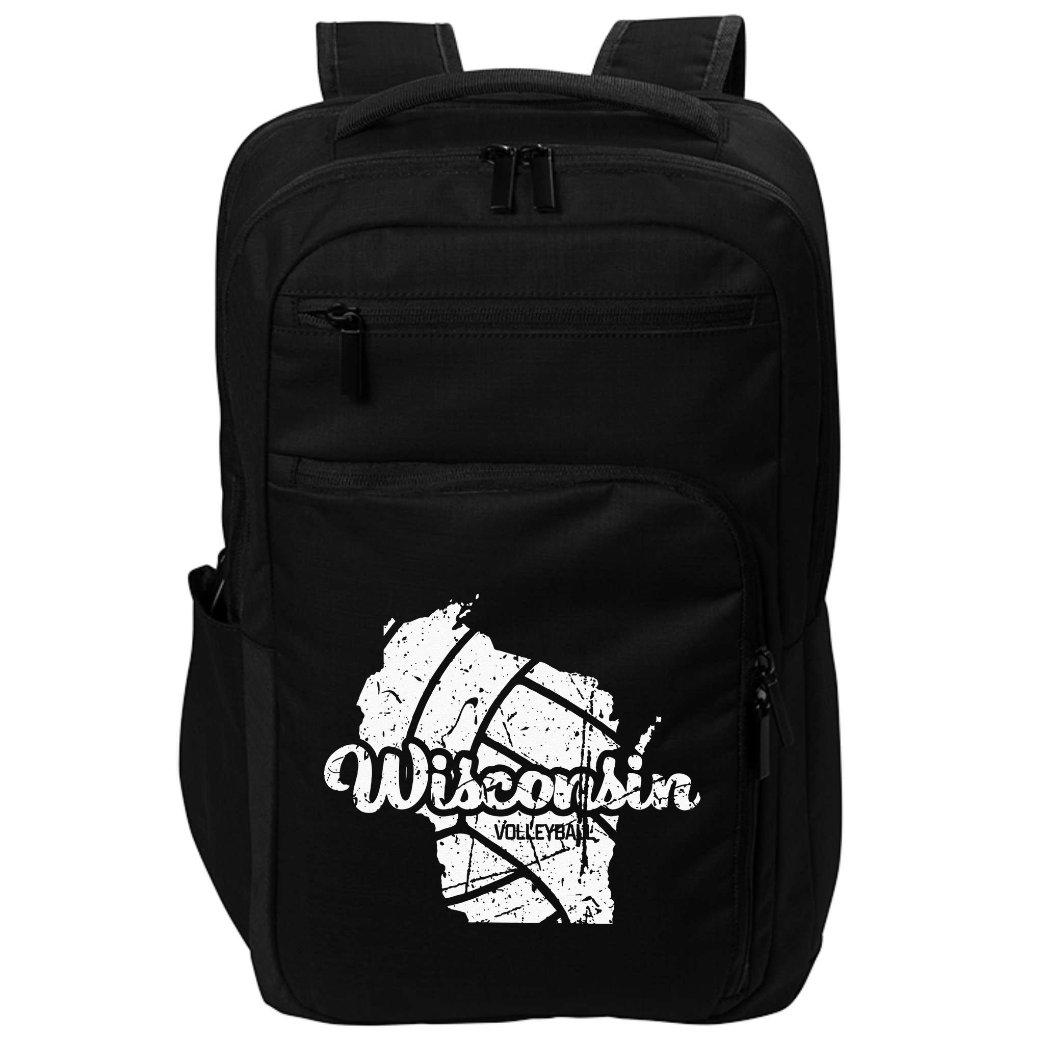 Wisconsin Volleyball Retro Script Vintage Distressed Impact Tech Backpack