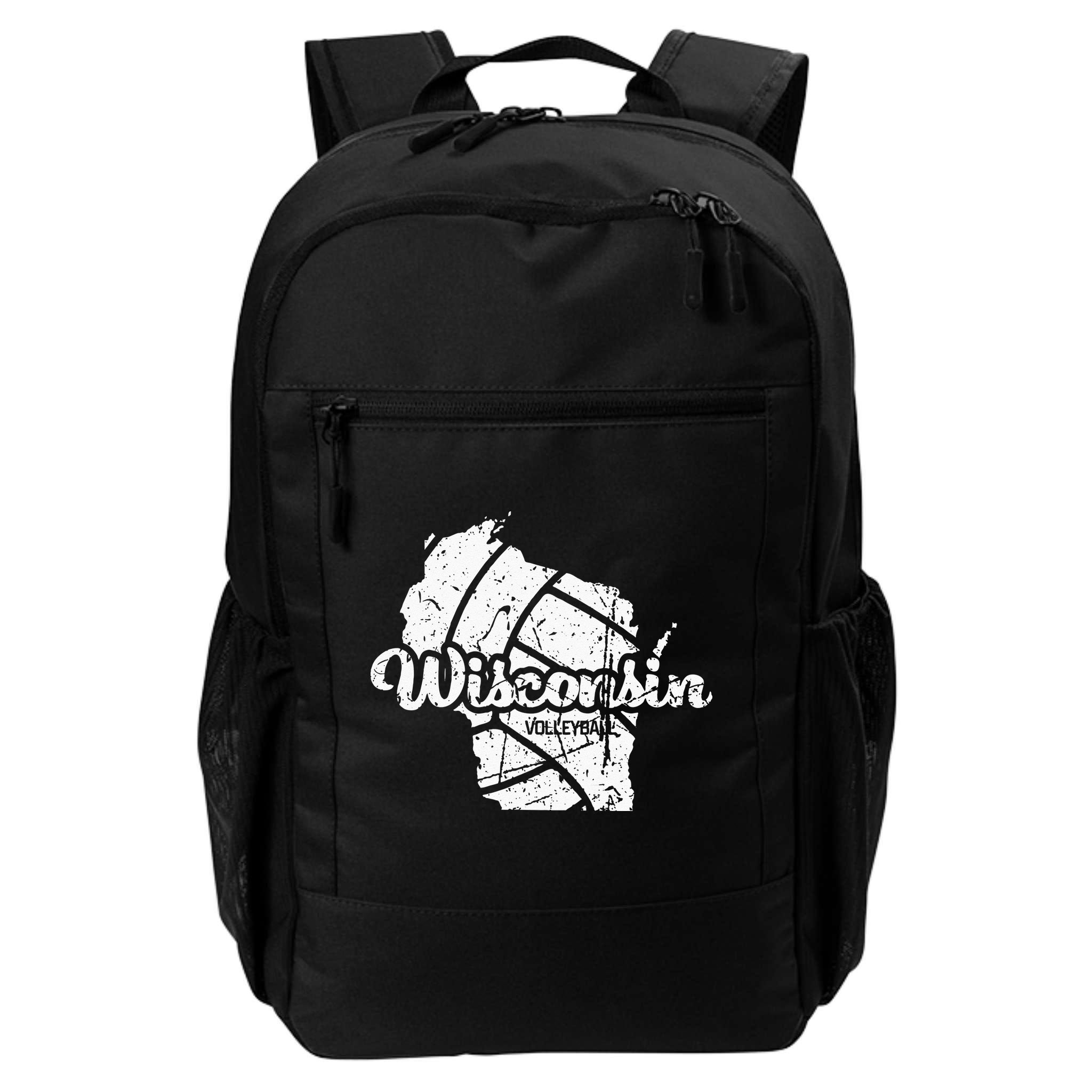 Wisconsin Volleyball Retro Script Vintage Distressed Backpack