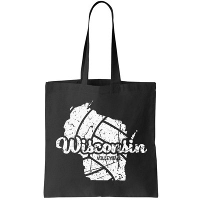 Wisconsin Volleyball Retro Script Vintage Distressed Bag