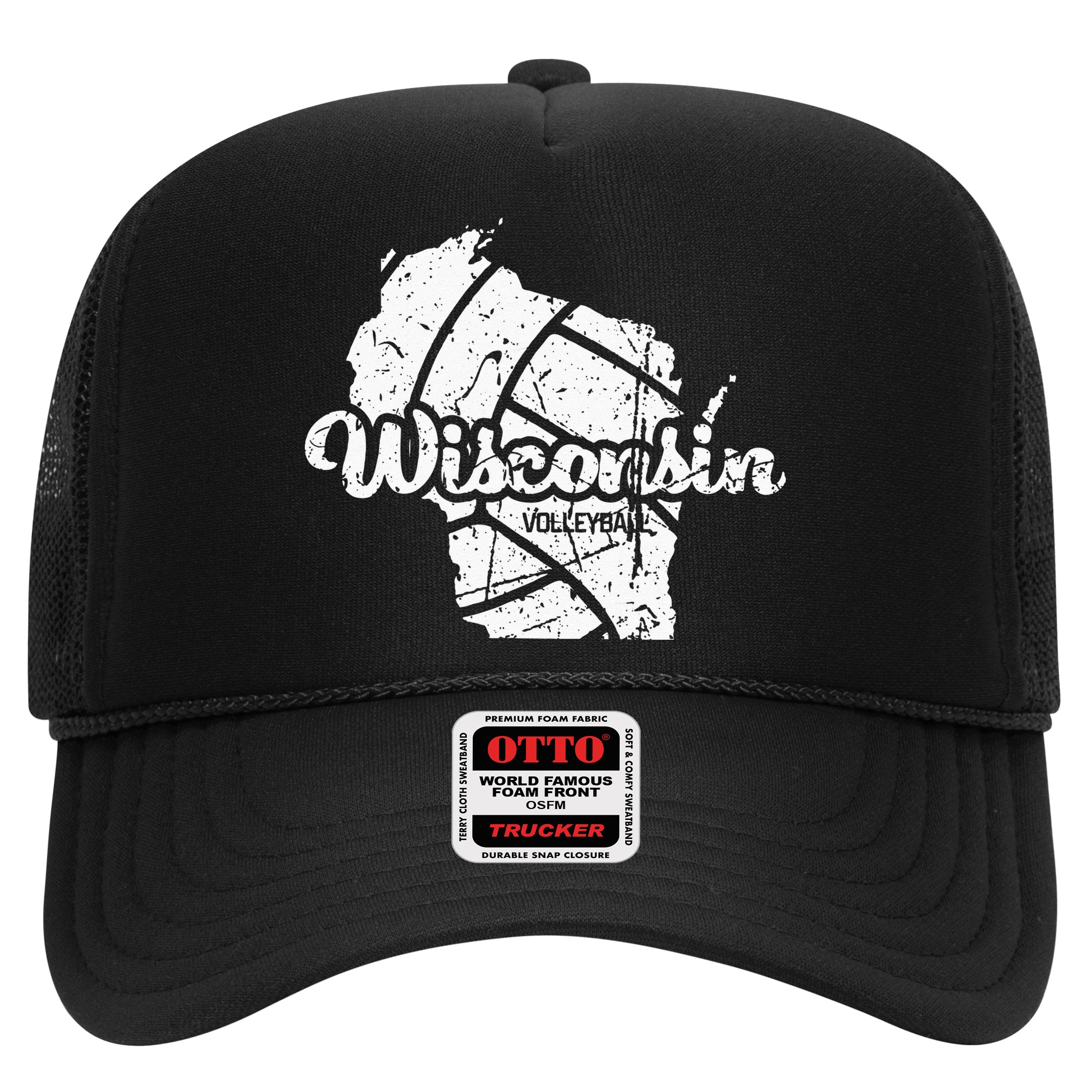 Wisconsin Volleyball Retro Script Vintage Distressed Hat