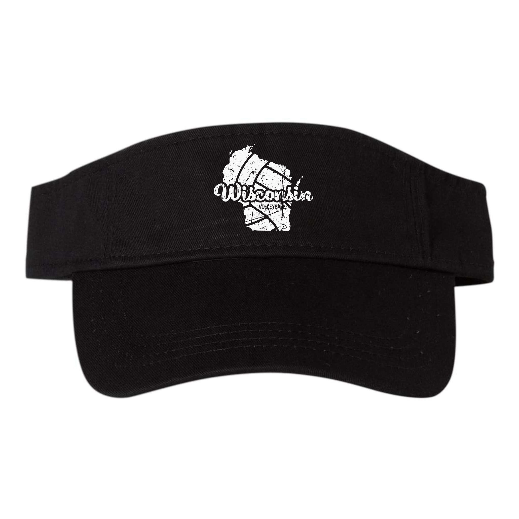 Wisconsin Volleyball Retro Script Vintage Distressed Visor