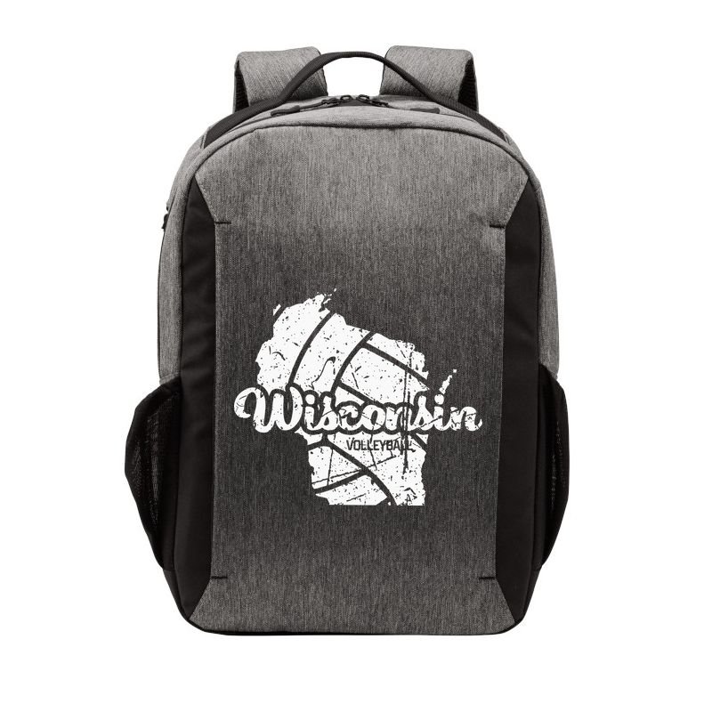 Wisconsin Volleyball Retro Script Vintage Distressed Vector Backpack