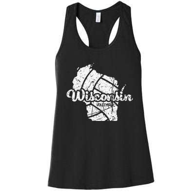 Wisconsin Volleyball Retro Script Vintage Distressed Women's Racerback Tank