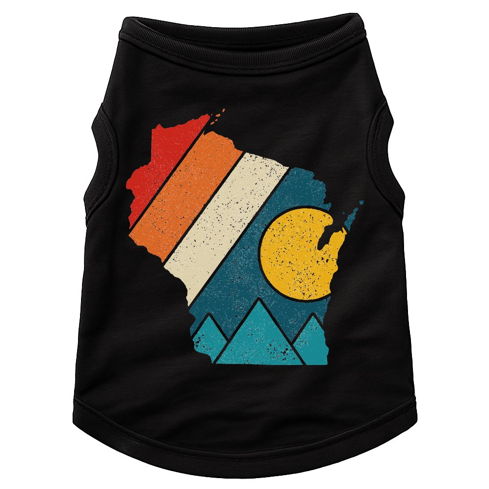 Wisconsin Vintage State Map Mountains Hiking Pride Gift Doggie Tank