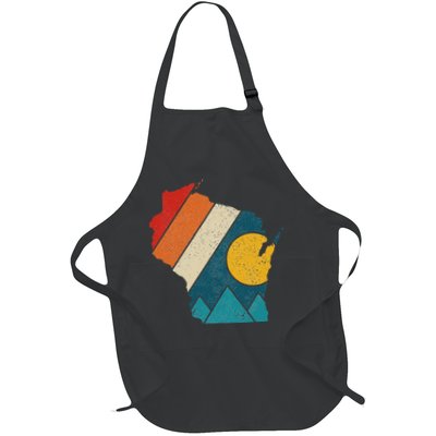 Wisconsin Vintage State Map Mountains Hiking Pride Gift Apron