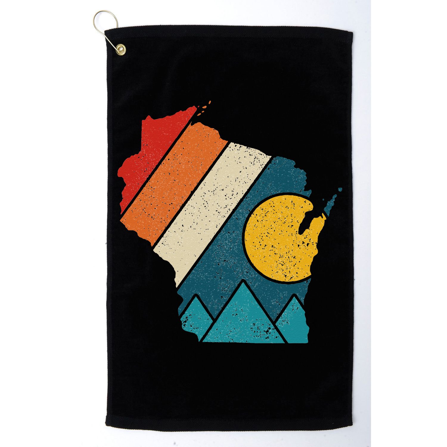 Wisconsin Vintage State Map Mountains Hiking Pride Gift Golf Towel