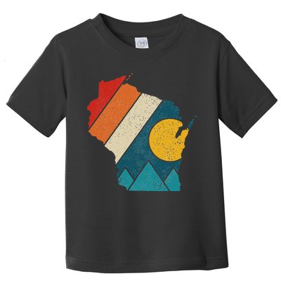 Wisconsin Vintage State Map Mountains Hiking Pride Gift Toddler T-Shirt
