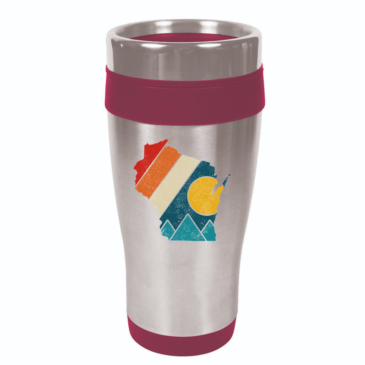 Wisconsin Vintage State Map Mountains Hiking Pride Gift 16oz Travel Tumbler