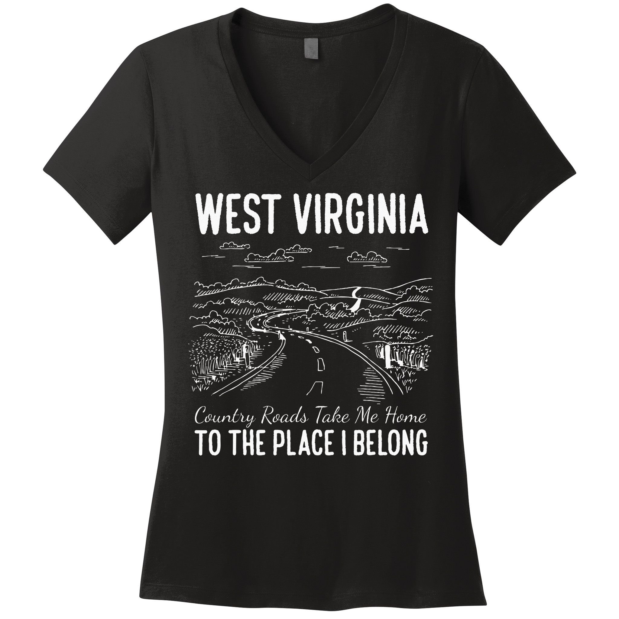 West Virginia Style Heaven West Virginia Mountains Home Women's V-Neck T-Shirt