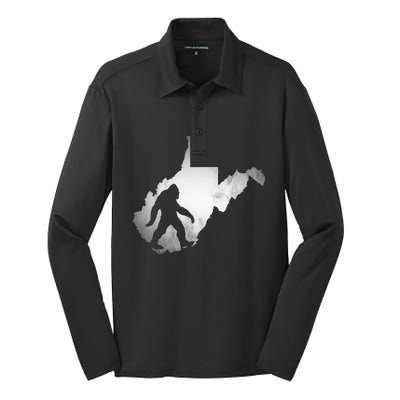 West Virginia Sasquatch Bigfoot Silk Touch Performance Long Sleeve Polo