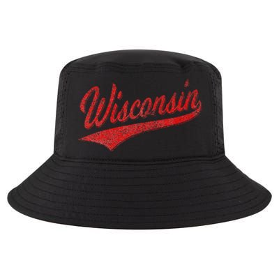 WISCONSIN VARSITY SCRIPT CLASSIC SPORTS JERSEY STATE FLAG Cool Comfort Performance Bucket Hat